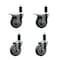 Service Caster 4'' Thermoplastic Rubber Swivel 1-1/4'' Expanding Stem Caster Set 2 Total Lock Brakes, 4PK SCC-EXTTL20S414-TPRB-2-S-2-114 - alternate 1